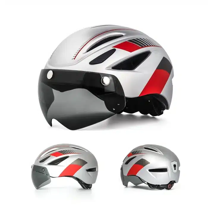 Casque de vélo avec lunettes magnétiques et feu arrière 13