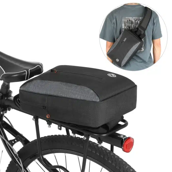 Coffre porte bagage vélo​ 2 en 1 convertible sac bandoulière 1